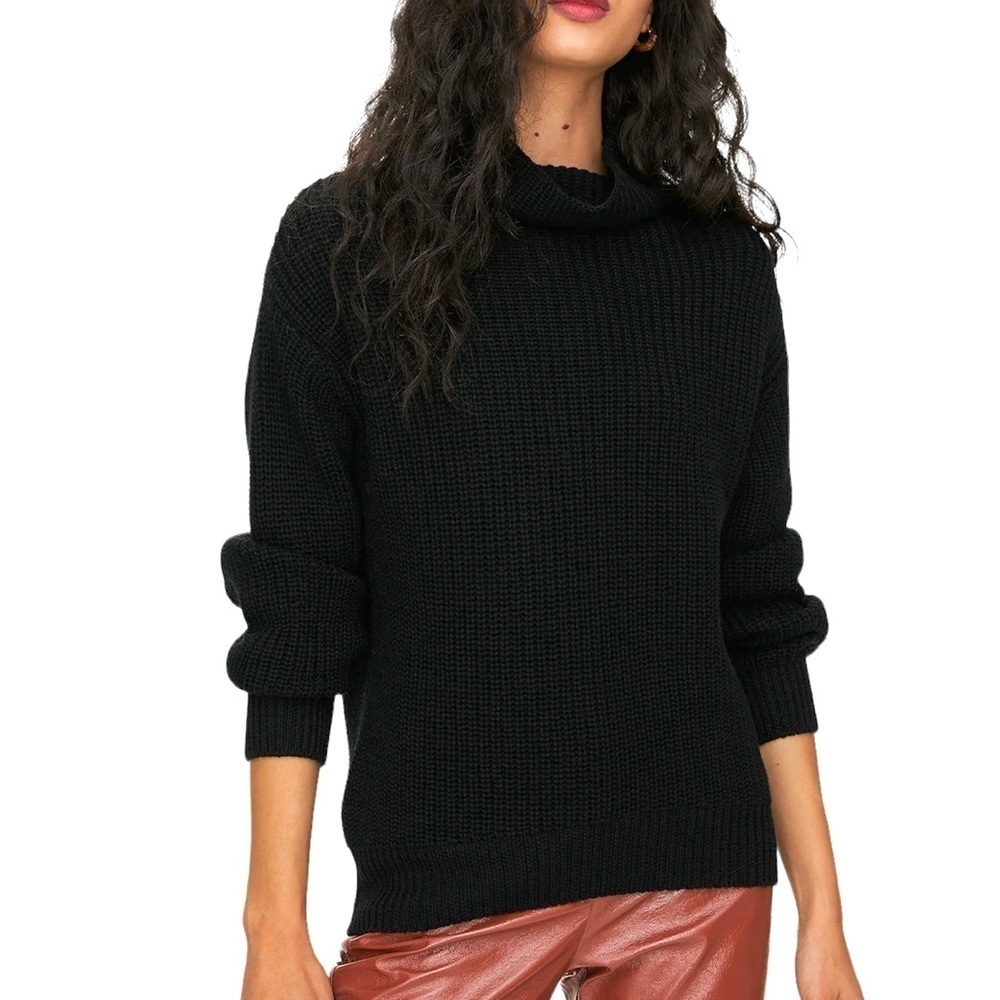 Aritzia Wilfred Montpellier Turtleneck Sweater Black Merino Wool Sz XS